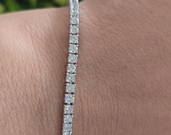 5 Carat Lab Grown Diamond Tennis Bracelet | Round Brilliant, 14k White Gold, Yellow Gold or Rose Gold