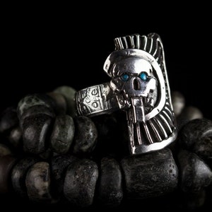 Mictlantecuhtli Ring, Aztec God of the Dead, 925 Sterling Silver Ring, Aztec Ring