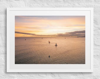 Hawaii Sailboat Sunset // Framed Print