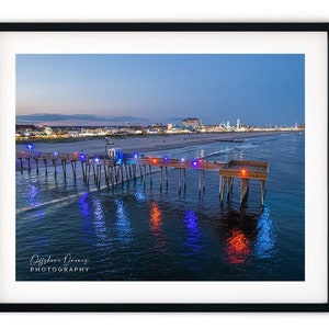 Fishing Pier Lights // Custom Matte Print // Beautiful Aerial Photography