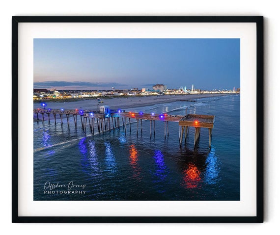 Fishing Pier Lights // Custom Matte Print // Beautiful Aerial