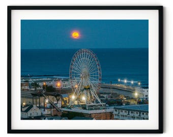 Snow Moon Ferris Wheel // Custom Matte Print // Beautiful Aerial Photography