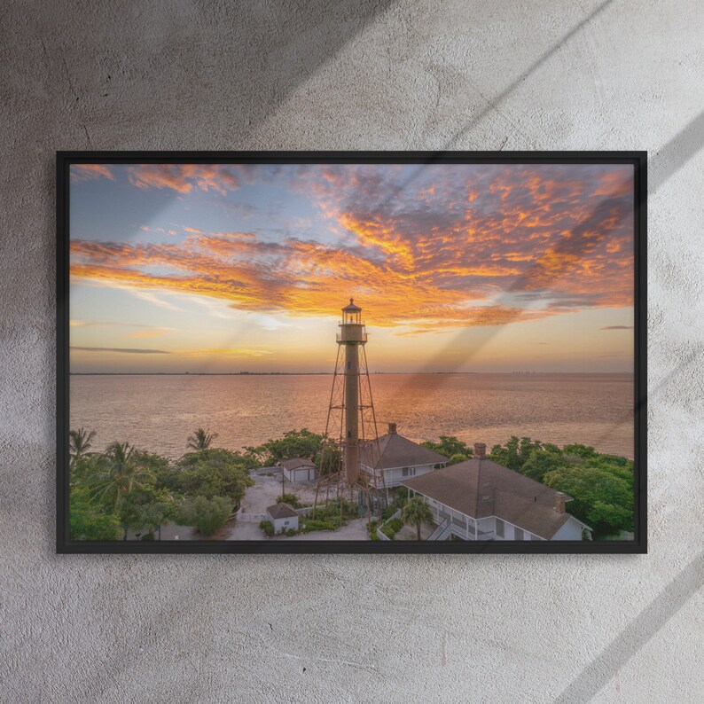 Sanibel Lighthouse Sunrise // Framed Canvas Etsy