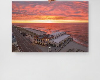 Music Pier Red Sunrise // Stretched Canvas Print