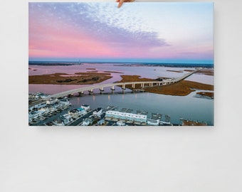 Cotton Candy Sunset Bridge // Stretched Canvas Print