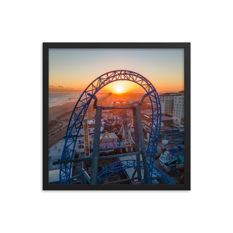 Roller Coaster Sunset Custom Framed Aerial Photography Black or White Frame Multiple Sizes Available