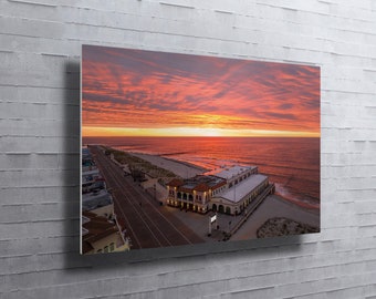 Music Pier Red Sunrise // Metal prints
