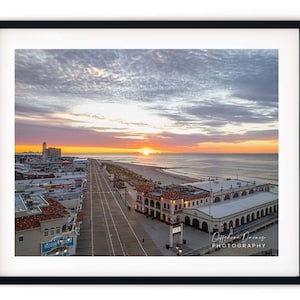 Music Pier Boardwalk Sunrise // Custom Matte Print // Beautiful Aerial Photography