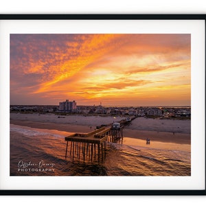 OCNJ Fishing Pier Sunset // Custom Matte Print // Beautiful Aerial Photography