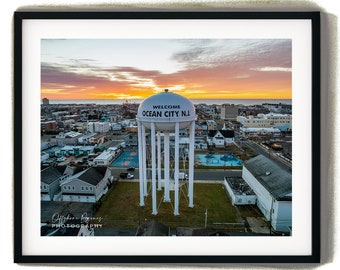 Water Tower Sunrise // Custom Matte Print // Beautiful Aerial Photography