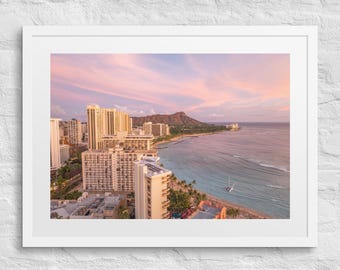 Waikiki Beach Sunset // Framed Print