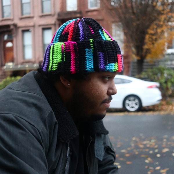 City lights beanie crochet hat skully