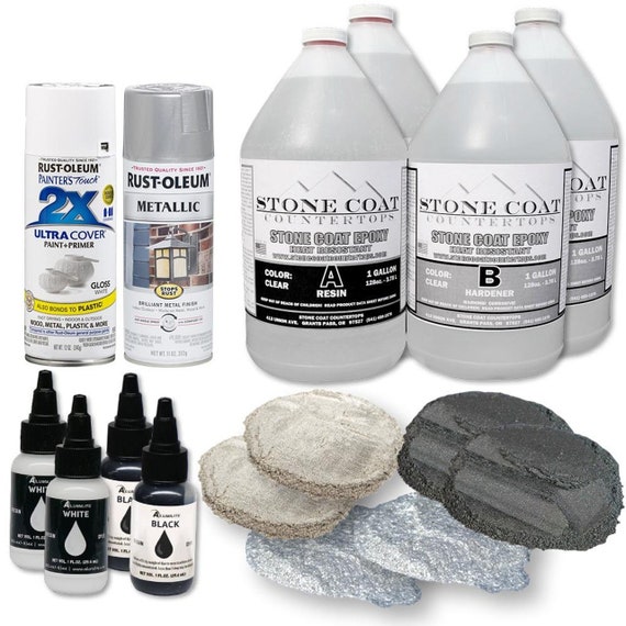 Exotic Fractured Granite 1/2 Gallon Epoxy Resin Kits stone Coat Countertops  DIY Epoxy Color Kit for Bathroom/ Kitchen Countertops 