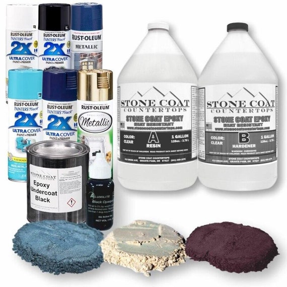 Blue Fractured Granite 1 Gallon Epoxy Color Kit stone Coat Countertops DIY  Epoxy Resin Kit for Bathroom/ Kitchen Countertops 