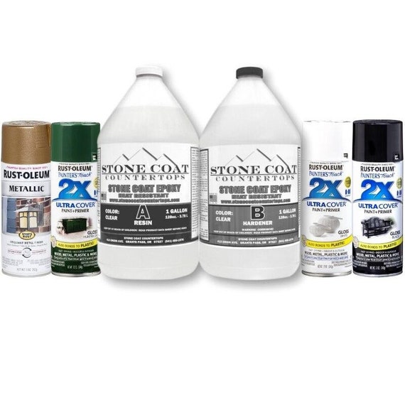 Green & Gold Stone 1/2 Gallon Epoxy Resin Kit stone Coat