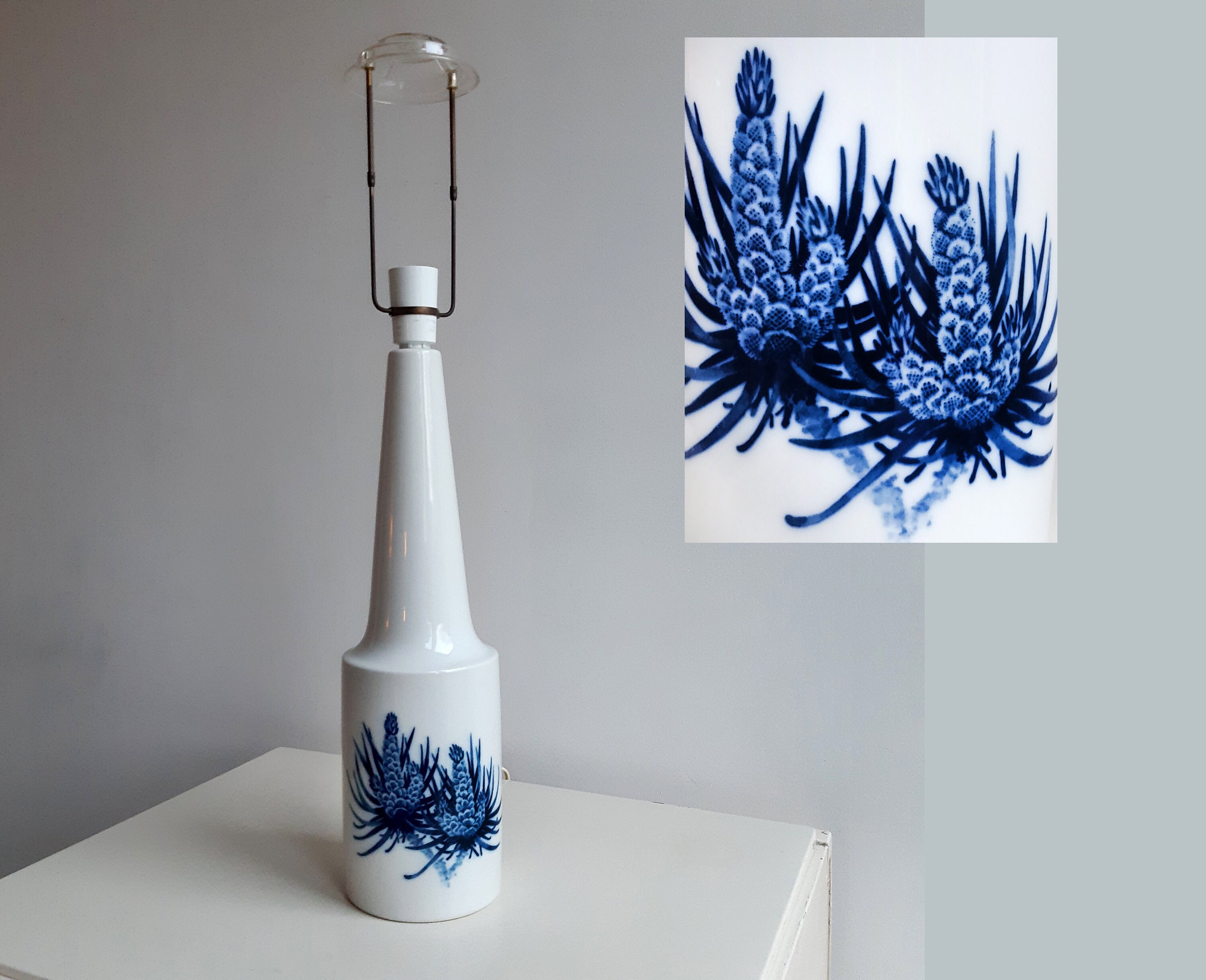 Kaj Lange for Royal Copenhagen and Fog & Morup, Scandinavian porcelain table lamp, vintage Danish ceramic lamp base