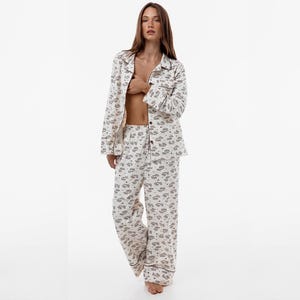 Urlaub Flanell Pyjama | Pyjama aus weichem Baumwoll-Flanell | Weihnachtsgeschenk Idee für sie |  Pyjama aus 100% Baumwolle | Flanell Pyjama