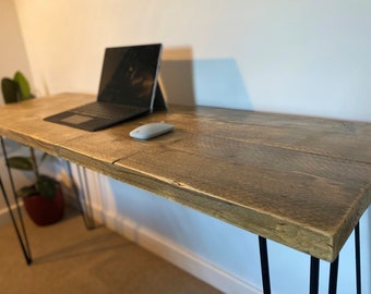 Reclaimed Scaffold Board Desk with Hairpin Legs