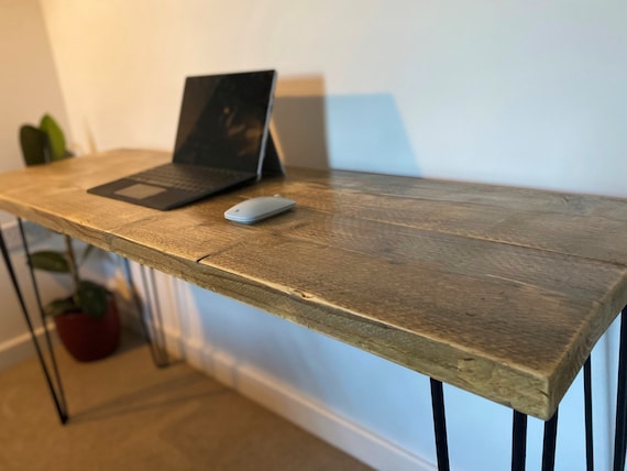 Reclaimed Scaffold Board Desk with Hairpin Legs