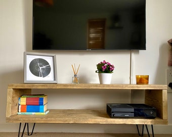 Reclaimed Scaffold Board TV Unit with Hairpin Legs