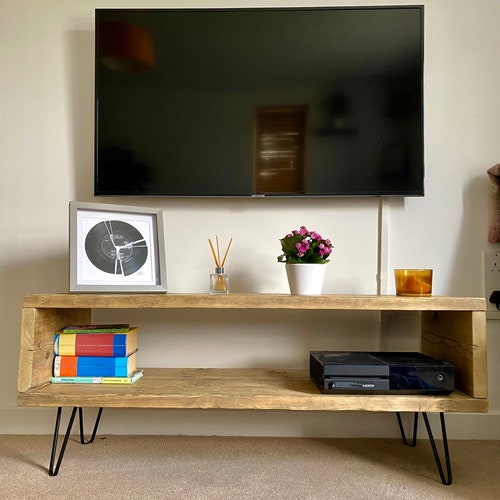 Reclaimed TV Unit Contemporary and Rustic With Hairpin Legs Etsy UK