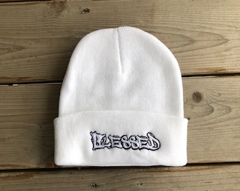 Bendito gorro blanco - Gorro cristiano - Ropa cristiana - Regalo cristiano - Gorro religioso - Estilo cristiano - Sombrero cristiano