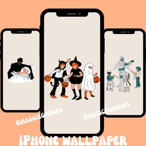 Halloween iPhone Wallpaper | iOS Wallpaper | Spooky Wallpaper | minimalist, trick or treat, Aesthetic Wallpaper (DIGITAL DOWNLOAD) 4 PCS