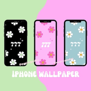 Fondo de pantalla de iPhone de flores, número de ángel iOS 14 Fondo de pantalla, 777 Fondo de pantalla, espiritual, cara feliz, Fondo de pantalla estético (DESCARGA DIGITAL) 3 PCS