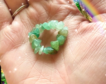 Green Aventurine Stone Ring | stackable rings | bead rings | crystal rings