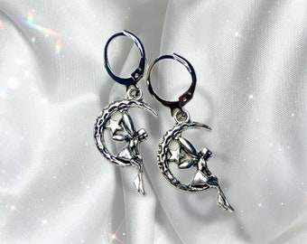 Fairy Cottage-Core Star and Moon Cute Earrings