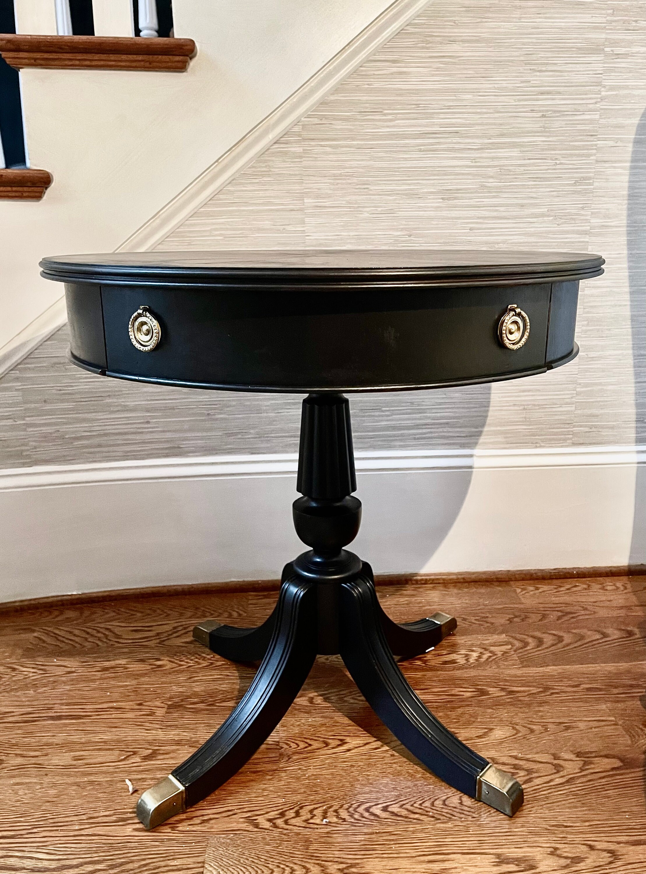 Solid Oak Lane Accent drum Table Etsy
