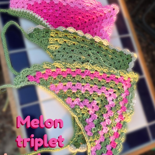 Melon themed crochet bandanas