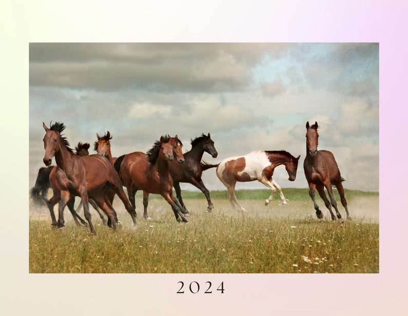 Graceful Gallop 2024 Horses Wall Calendar Digital PDF Etsy