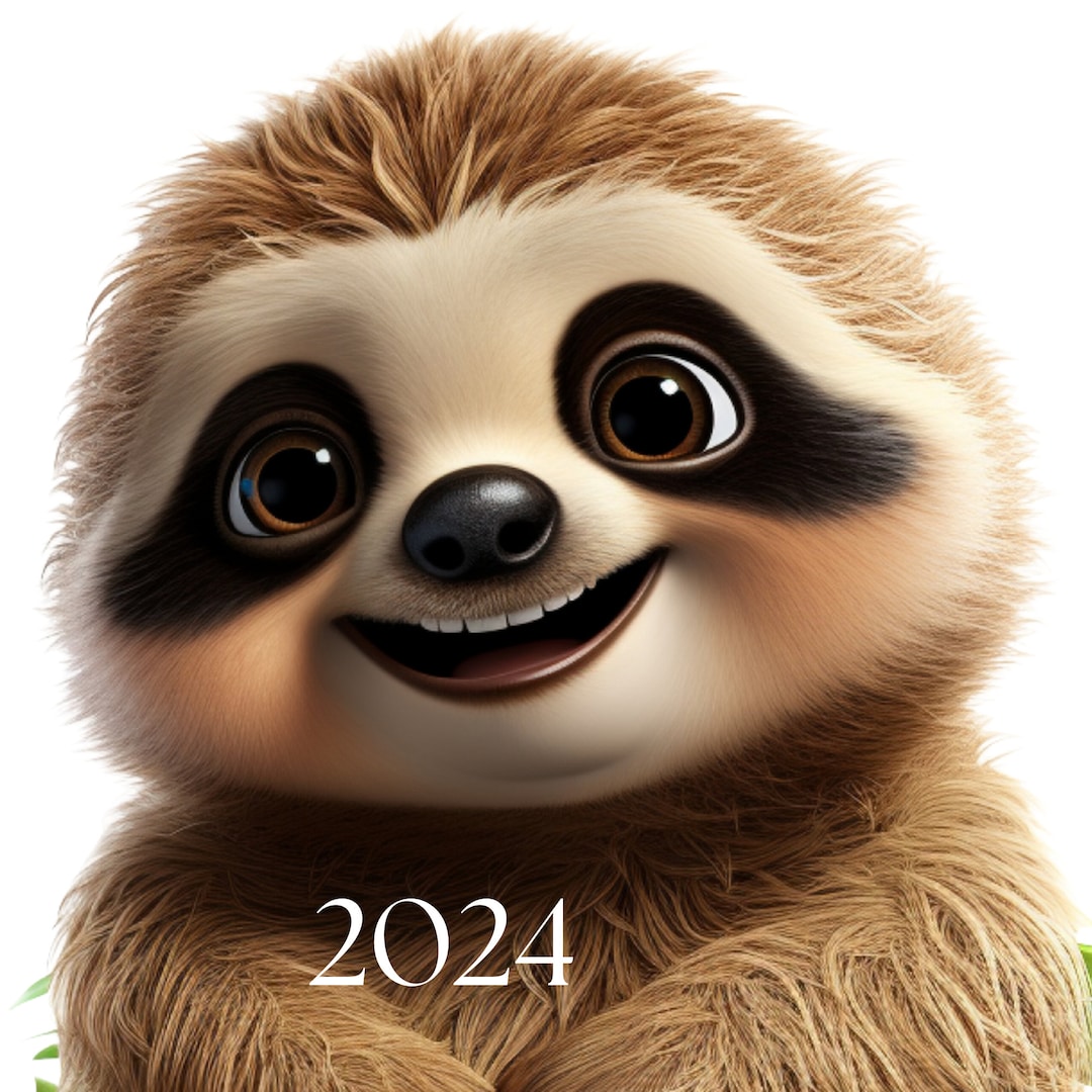 2024 Sloths Calendar, Animal Lover, Printable Wall Art, Digital