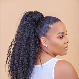 Afro kinky curly hair extension drawstring puff ponytail clip in hair pieces for women (Bella Ponytail)