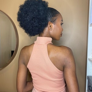 Afro Kinky Curly Synthetic Drawstrings Hair Bun Drawstring short 10 Inch hairpiece (Chi Pony Puff)