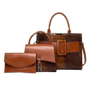 Vegane Leder Gürtel Crossbody Schultertasche Handtasche - Crossbody Satchel Tote Damen Handtasche Set von zwei mit verstellbarem Riemen