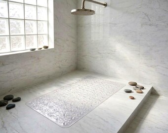 JupaPlace Non-Slip Bathtub Mat | Suction Cup Shower Safety Accessory (Clear, Pink, Blue)