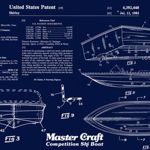 Mastercraft Ski Boat Patent Print- Vintage Ski Boat- Stars and Stripes- Waterski Art 16"X20" Print (Unframed)