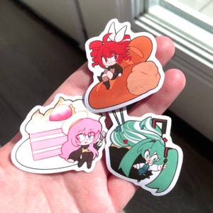 Vocaloid/SynthV/UTAU Dessert Stickers | Mini 2&quot; Stickers | Hatsune Miku, Megurine Luka, & Kasane Teto