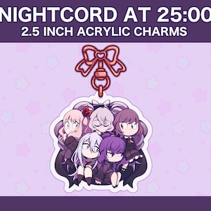 Nightcord at 25:00 | 2.5&quot; Double Sided Acrylic Charms | Hatsune Miku, Yoisaki Kanade, Asahina Mafuyu, Akiyama Mizuki, & Shinonome Ena Charm