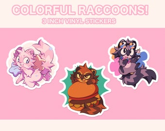 Colorful Raccoon Stickers | Cute 3&quot; Stickers