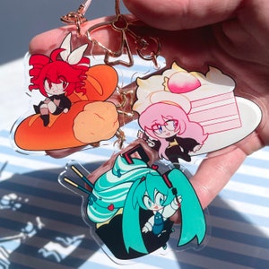 Vocaloid/SynthV/UTAU Dessert Charms | 2.5&quot; Double Sided Acrylic Charms | Hatsune Miku, Megurine Luka, & Kasane Teto