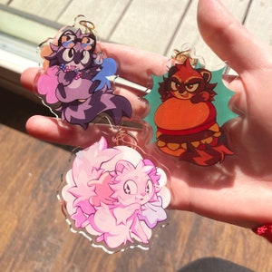 Colorful Raccoon Charms | 2.5&quot; Double Sided Acrylic Charms