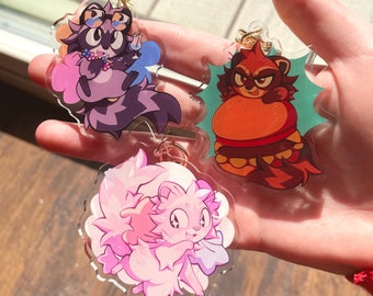 Colorful Raccoon Charms | 2.5" Double Sided Acrylic Charms
