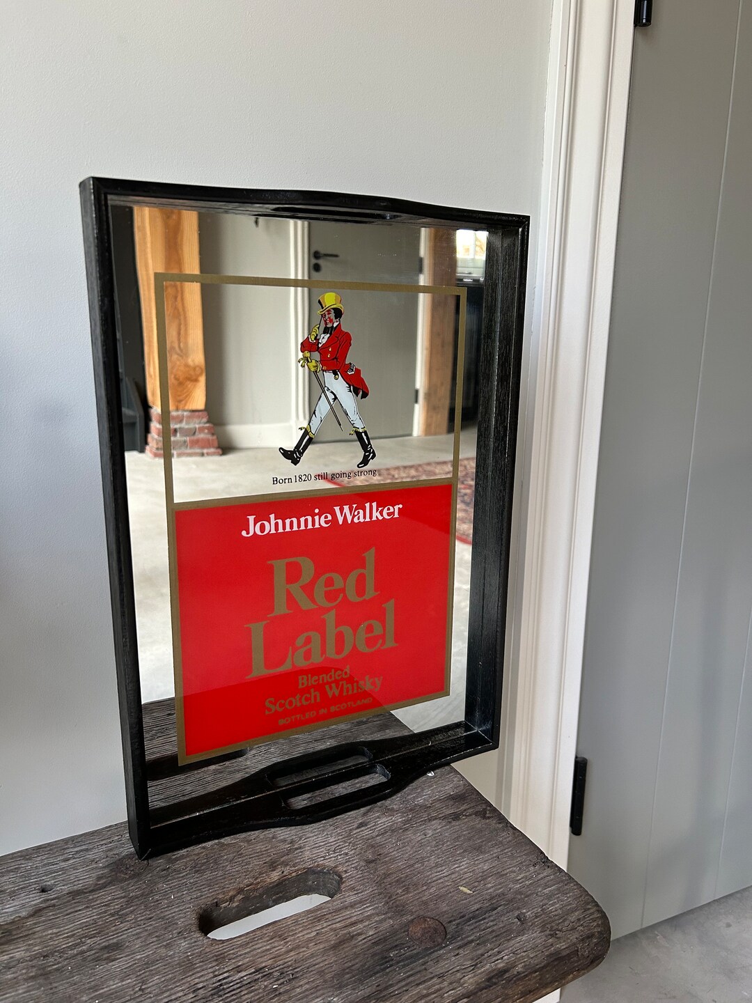 Vintage Johnnie Walker Advertising Tray Mirror Etsy