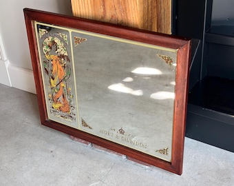 Vintage Moët & Chandon Mucha advertising mirror