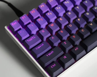 Gradient Purple Backlit Keycap Set Mechanical Keyboard (108) Transparent OEM Profile PBT with Keycap Puller