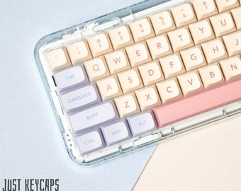 Peachy Lavender Pastel Keycap Set Mechanical Keyboard (132) MX Switch XDA Profile PBT with Keycap Puller