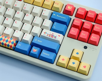 Circus Jester Keycap Set Mechanical Keyboard (129) MX Switch Cherry Profile PBT with Keycap Puller